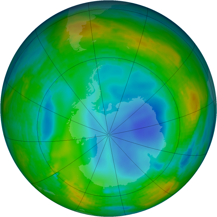 Antarctic ozone map for 21 July 1994